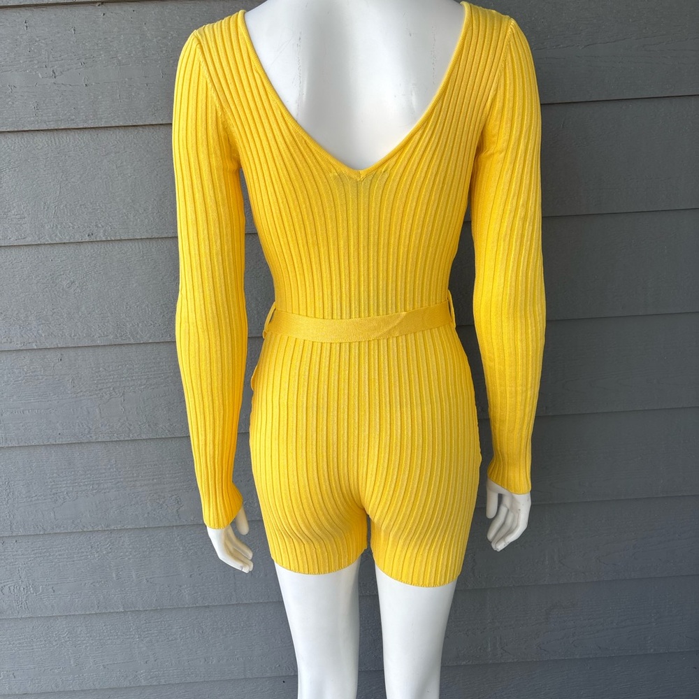 Hera Collection Sunny Yellow Ribbed Romper - Picture 2 of 2